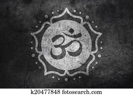 Om symbol on concrete