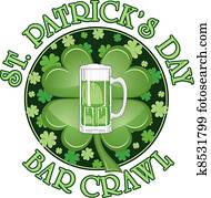 st., patricks, dia, barzinhos, rastejo, desenho