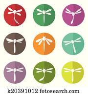 Vector group of dragonfly in the circle Vector group of dragonfly in the circle