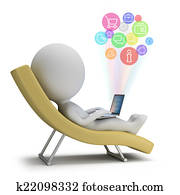 3d, pequeño, gente, -, internet, servicios