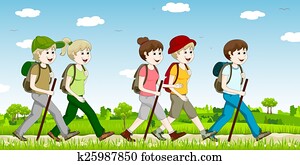 A group hiking A group hiking