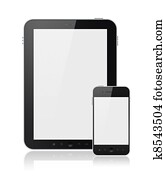 Digital Tablet PC With Mobile Smart Phone Isolated Digital Tablet PC With Mobile Smart Phone Isolated