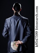 Man with counterfeir money