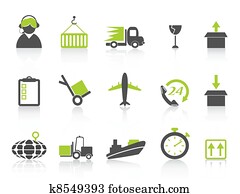 simple logistics and shipping icons green series simple logistics and shipping icons green series