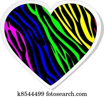 קשת, zebra, לב, מדבקה