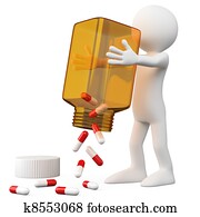 3D Doctor emptying a bottle of pills 3D Doctor emptying a bottle of pills