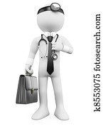 3D Doctor with a briefcase and a stethoscope