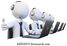 3D Operators working in a call center 3D Operators working in a call center