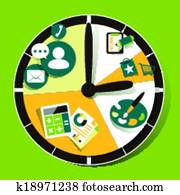 flat design planning concept icons set