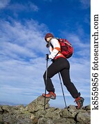 hiking, em, montanhas