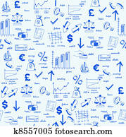 main, dessiné, seamless, finance, icônes