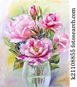 Roses bouquet in glass vase Roses bouquet in glass vase