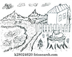 Rural Landscape Sketch Rural Landscape Sketch
