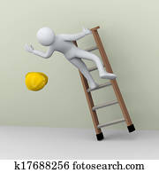 3d man falling from ladder during work 3d man falling from ladder during work