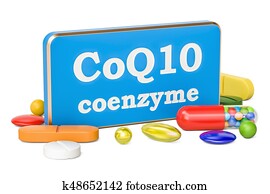 coenzyme, q10, concept,, 3d, השבה, הפרד, בלבן, רקע