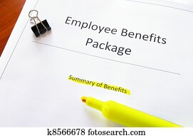 employee benefits document with highlighed text employee benefits document with highlighed text