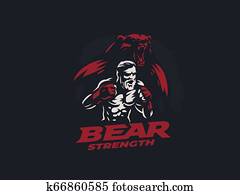 Fighter mixed martial arts with bear. Fighter mixed martial arts with bear.