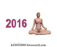 glada nya år, in, yoga, -, 3, render