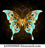Golden butterfly with turquoise Golden butterfly with turquoise