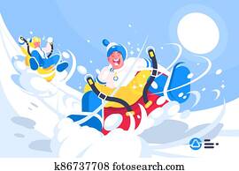Happy people enjoying cylinder riding Happy people enjoying cylinder riding