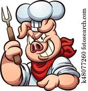 küchenchef, schwein küchenchef, schwein