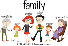 miembros de la familia, con, tres generaciones