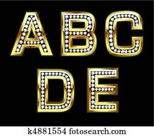 Set of gold and diamond letters Set of gold and diamond letters