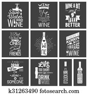 Set of vintage wine typographic quotes Set of vintage wine typographic quotes