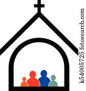 église, famille, concept