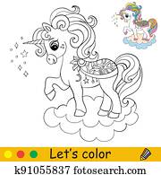 חמוד, יפה, ציור היתולי, קרש, ב, a, ענן, לצבוע