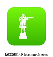 Columbus monument icon digital green