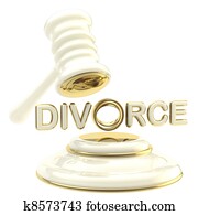 divorcio, debajo, el, juez, martillo, aislado