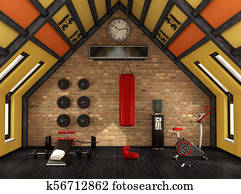 Home gym in the mansard Home gym in the mansard