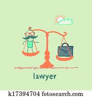 lawyer is on the scales with a suitcase