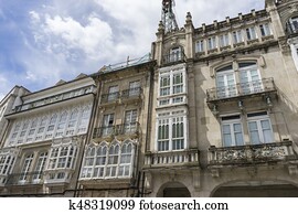 Old and classic buildings of the Spanish city of Orense, Galicia