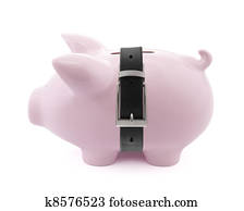 Piggy bank with a tight belt
