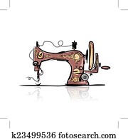 Sewing machine retro sketch for your design Sewing machine retro sketch for your design