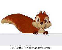 Squirrel with a blank board Squirrel with a blank board