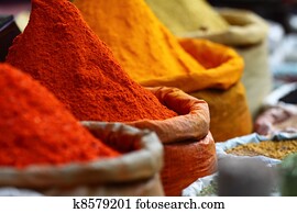 Traditional spices market in India. Traditional spices market in India.