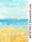 Watercolour vertical colorful beach background for summer design Watercolour vertical colorful beach background for summer design