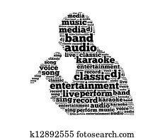 zábava, klasik, aktuálny, výkonnosť, znenie, collage, pokojný, do, ten, očesať, od, clovek, a, mikrofón, jeden, izolovaný, on biely