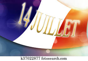 bandeira, de, frança, com, texto francês, conceito, 14th, julho