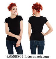 Gorgeous female with blank black shirt