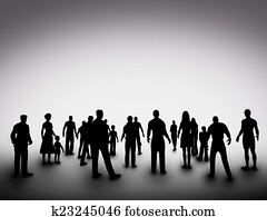 grupo, de, vario, gente, silhouettes., sociedad, comunidad, diversidad