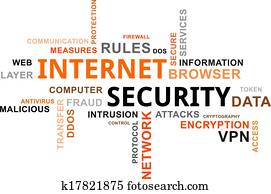 palabra, nube, -, seguridad de internet