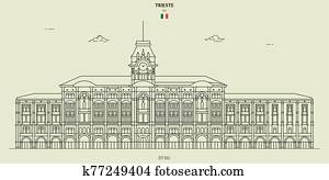 מסדרון של עיר, ב, trieste,, italy., ציון דרך, איקון