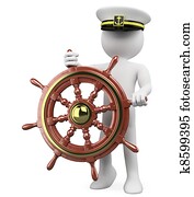 3D Captain sailing a wooden rudder 3D Captain sailing a wooden rudder