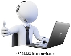 3D Operator working in a call center 3D Operator working in a call center