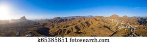 Aerial Panoramic view of Rebeirao Manuel in Santiago island in Cape Verde - Cabo Verde