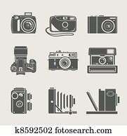 fotoapperat, neu, und, früher, symbol fotoapperat, neu, und, früher, symbol